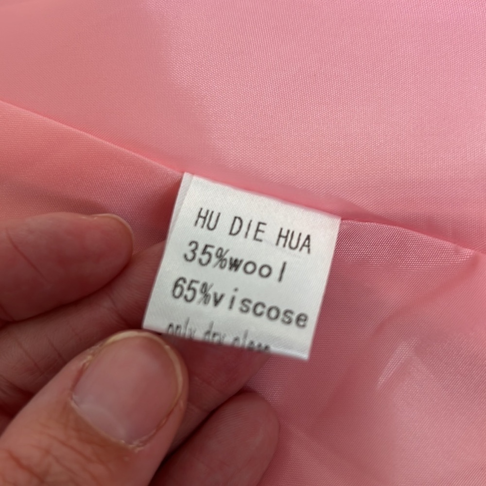 Pink Lolita 3/4 length jacket with lotus blossom collar wool viscose blend - Picture 10 of 14
